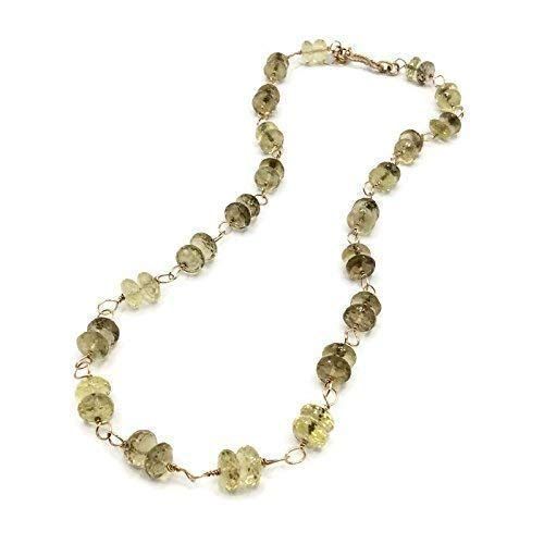  VAN DER MUFFINS JEWELS Yellow Gemstone Wire Wrapped Necklace | Lemon Quartz Gold Filled Jewelry | Holiday Gifts Sale | 20 Inch