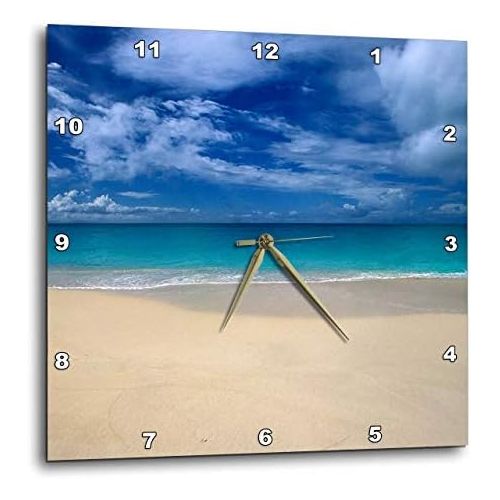  3dRose dpp_75597_3 Caribbean, Antigua, Tropical Beach Scenic-CA03 NWH0072-NIK Wheeler-Wall Clock, 15 by 15-Inch