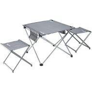 BHH-Picnic table Outdoor Folding Picnic Table and Chair Set 3 Piece Set Aluminum Alloy Portable Camping BBQ Garden Terrace Beach Yard Cooking Household Lightweight Rugged Durable Anti-Slip