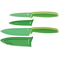 WMF Touch Messerset, 2-teilig, Kuechenmesser mit Schutzhuelle, Spezialklingenstahl antihaftbeschichtet, scharf, Kochmesser 24 cm, Gemuesemesser, gruen