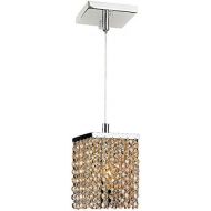 Worldwide Lighting Prism Collection 1 Light Chrome Finish and Amber Crystal Square Mini Pendant 5 L x 5 W x 8 H