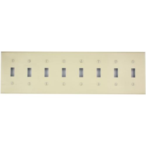  Leviton S602-W 8-Gang Toggle Device Switch Wallplate, Painted Metal, Device Mount, White