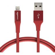 [아마존베스트]AmazonBasics USB A Cable with Lightning Connector, Premium Collection, MFi Certified iPhone Charger, 3 Foot, Red