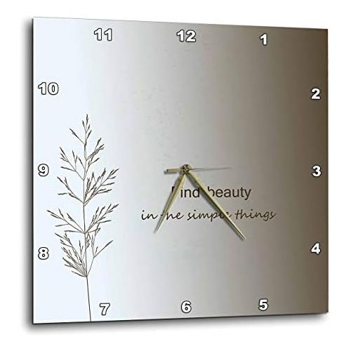  3dRose DPP_130524_3 Zen Find Beauty in Simple Things Cream Nature Art Wall Clock, 15 by 15-Inch