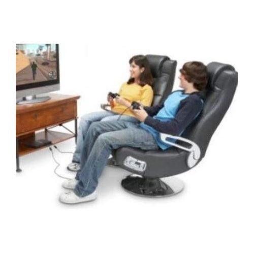  Gaming Chairs For Kids Or For Adults Or Teens-Black Vinyl Brushed Aluminum with Wireless Sound Gaming Perfect for Relaxing, Watching Movies, Listening to Music, Playing Games