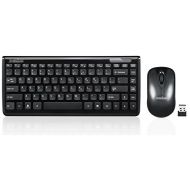 Perixx Periduo-707 Wireless 2.4GHz Mini Keyboard Mouse Set with 11 Hot Keys and 128 Bit AES Encryption, Batteries Included, Piano Black
