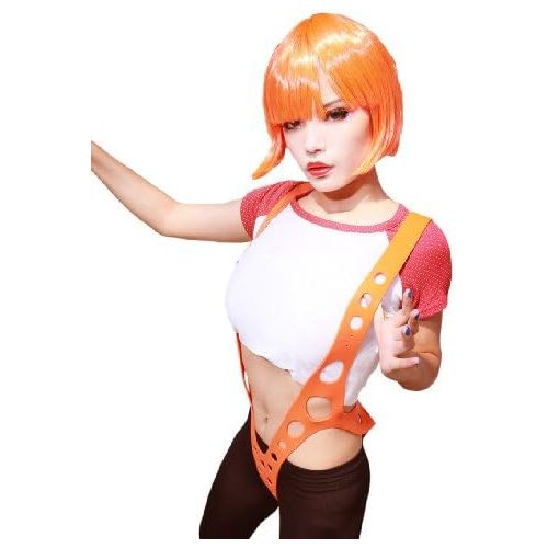  Xcoser The 5th Fifth Element Leeloo Suspender Flexiable size in Orange Christmas Party Props 2014