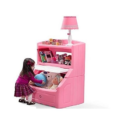 스텝2 Step2 Lift and Hide Bookcase Toy Box Storage Chest for Kids - Durable Plastic Bookshelf Toys Organizer, Pink