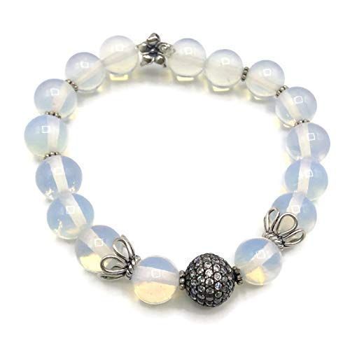  VAN DER MUFFINS JEWELS Sterling Silver Sapphire Gemstone Stretch Bracelet | Opal Quartz Jewelry | Unique Beaded Holiday Gifts Sale