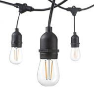 Hudson Lighting Outdoor String Lights - LED - for Patio, Garden, Deck, Backyard, Gazebo - 48 Feet - S14  15 Hanging Sockets - E26 Base - 2 Watt