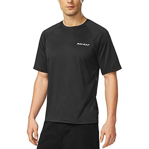  BALEAF Mens Short Sleeve Solid Sun Protection Quick-Dry Rashguard Swim Shirt UPF 50+