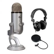 Blue Yeti Studio USB Microphone Professional Recording System with HPC-A30 Closed-Back Studio Monitor Headphones & Pop Filter Bundle