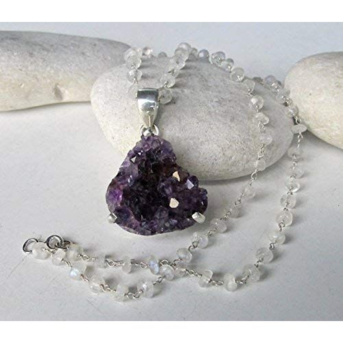  Belesas Amethyst Necklaces- Rainbow Moonstone Necklaces- Gemstone Necklaces- Birthstone Necklace- Statement Necklace- Chunky Necklace- Jewelry Gifts