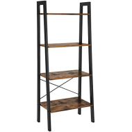 [아마존 핫딜]  [아마존핫딜]VASAGLE Industrial Ladder Shelf, 4-Tier Bookshelf, Storage Rack Shelves, Bathroom, Living Room, Wood Look Accent Furniture, Metal Frame, Rustic Brown ULLS44X