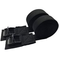[아마존베스트]LIOOBO 2 PCS Tensioning Belts Binding Strap Car Roof Rack Tie Down Straps Car Luggage Cargo Kayak Surf Board Bind Belt (Black)