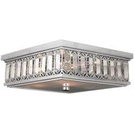 Worldwide Lighting Athens Collection 6 Light Chrome Finish and Clear Crystal Flush Mount Ceiling Light 14 Square Medium