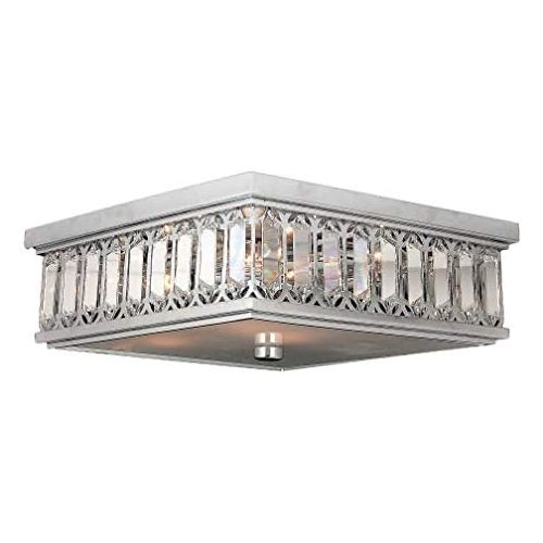  Worldwide Lighting Athens Collection 6 Light Chrome Finish and Clear Crystal Flush Mount Ceiling Light 14 Square Medium