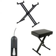 Yamaha YKA7500 Professional Double X Style Keyboard Stand with Sustain Pedal and Bench