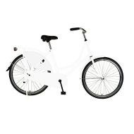 Cycle Force Dutch Style Bike with Chain Guard and Dress Guard, 26 inch Wheels, 22 inch Frame, Womens Bike, Black, White