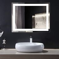 BHBL 36 x 28 in LED Lighted Bathroom Makeup Mirror, Led Wall Mounted Backlit Bathroom Vanity Mirror Silvered Mirror with Infrared Sensor (DK-OD-CK010-IG)