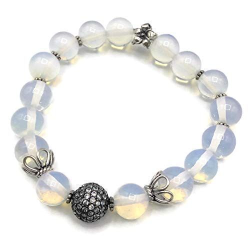  VAN DER MUFFINS JEWELS Sterling Silver Sapphire Gemstone Stretch Bracelet | Opal Quartz Jewelry | Unique Beaded Holiday Gifts Sale