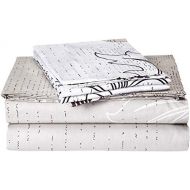 DaDa Bedding Fitted Sheet-3-Pieces-Full-Cotton Paisley Floral Leaves & Pillow Cases Set, Grey, Full