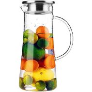 TAMUME 1,5 Liter Wasser Pitcher Obst Wasserkrug mit Edelstahl Deckel und Glas Teekanne mit Infuser