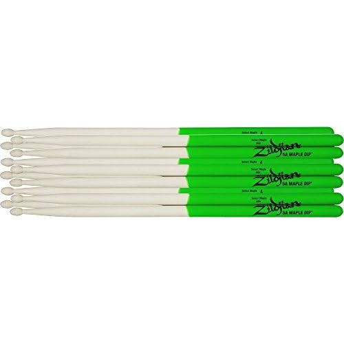  Avedis Zildjian Company Zildjian Maple Green DIP Drumsticks 6-Pack Super 7A Wood Tip