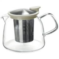 FORLIFE Forlife Bell Glass Teapot with Basket Infuser, 24-Ounce/730ml, White