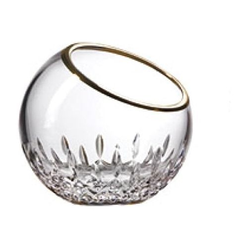  Waterford Crystal Lismore Essence Gold Rose Bowl Vase