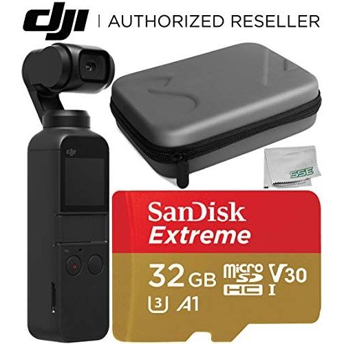 디제이아이 [아마존베스트]DJI Osmo Pocket Gimbal with Carrying Case Starter Accessory Bundle  Includes: SanDisk Extreme 32GB microSDHC Memory Card + Carrying Case for OSMO Pocket + Microfiber Cleaning Clot