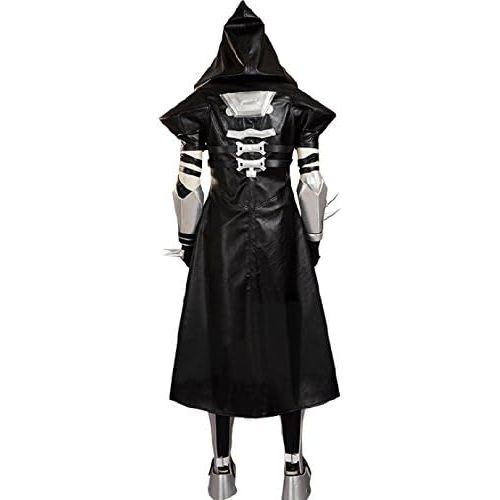  AGLAYOUPIN Adult Black Uniform Costume Full Set with Skull Mask Halloween Carnival