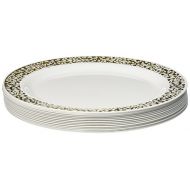 Party Essentials 70-Count Hard Plastic 6.25 Divine Dinnerware Disposable China Bread and Butter/Appetizer Plates, White with Gold Lace Rim