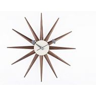 Stilnovo Sunburst Wall Clock, Real Walnut
