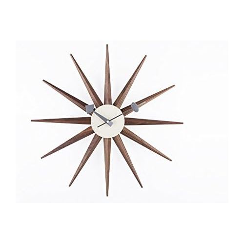  Stilnovo Sunburst Wall Clock, Real Walnut