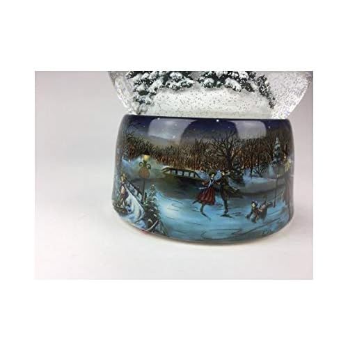  Musicbox Kingdom Porcelain Snow Globe with a Winter Church Scene with a Singing Family with a Christmas Tune is Played Decorative Item
