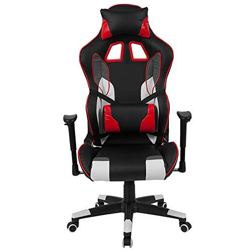  Emma + Oliver High Back Black, White, Gray & Red Reclining RaceGaming Office Chair