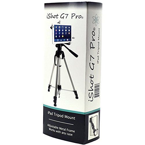 IShot Pro iShot G7 Pro Metal iPad Universal Tablet Tripod Mount Adapter Holder + Camera Tripod Adapter Pole with 360° Swivel Ball Head - Works with Cases up to 1 thick - Compatible with iPad