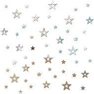 Baofengxue baofengxue Stars 48 Pieces Mirror Wall Stickers Hollow Rounded Pentagram Crystal Acrylic Self-Adhesive DIY Detachable Bedroom Childrens Room Decoration Stickers (Silver)