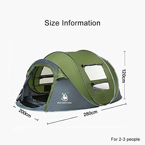  Wai Sports & Outdoors HUILINGYANG Outdoor Camping Automatic Tent 2-3 People Quickly Open Tent, Size: 280x200x120cm (Green) Tents & Accessories (Color : Blue)