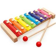 HanYoer Color Wooden Metal Eight-Tone Piano Music Percussion Toy Musical Instrument Gifts