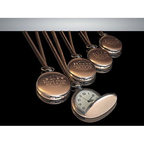  Eternity Engraving Groomsmen Rose Gold pocket watches set of 14, Gift boxes included, engraving included, Chains included.