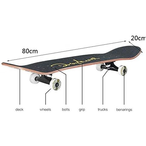 HBJP Skateboard mit Vier Radern Professionelle Kaltpresstechnologie Doppelt gekruemmtes Skateboard mit Zwei Radern Double Warping Professionelles Skateboard mit 4 Radern Skateboard