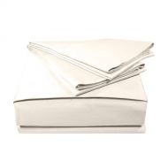 Veratex 100% Egyptian Cotton Sateen 500 Thread Count Solid Bed Sheet Set, XL Twin Size, Ivory