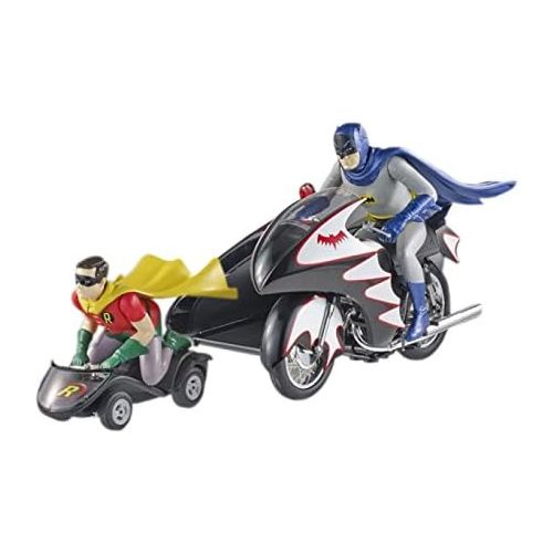  Hot Wheels Elite Batman Classic TV Series BATCYCLE with Figures Die-cast Vehicle (1:12 Scale)