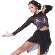 Alexandra Collection Youth Reflections Sequin Long Sleeve Ruched Dance Costume Top