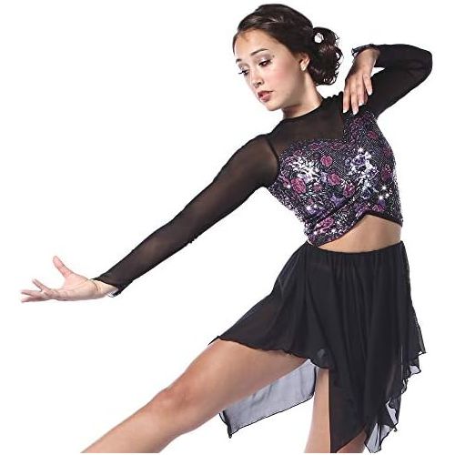  Alexandra Collection Youth Reflections Sequin Long Sleeve Ruched Dance Costume Top