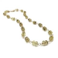 VAN DER MUFFINS JEWELS Yellow Gemstone Wire Wrapped Necklace | Lemon Quartz Gold Filled Jewelry | Holiday Gifts Sale | 20 Inch