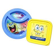 Baby King Spongebob 2pc Lunch Set for kids - Includes Divided Plate and Square Sandwich Box Container with lid