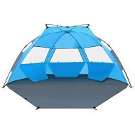 TAGVO Tagvo Pop Up Beach Tent Sun Shelter Easy Set Up Tear Down, Fiberglass Frame Lightweight 4.7lb Compact Instant Beach Canopy, UPF 50+ Sun Protection 3 Zipper Screen Windows Ventilati